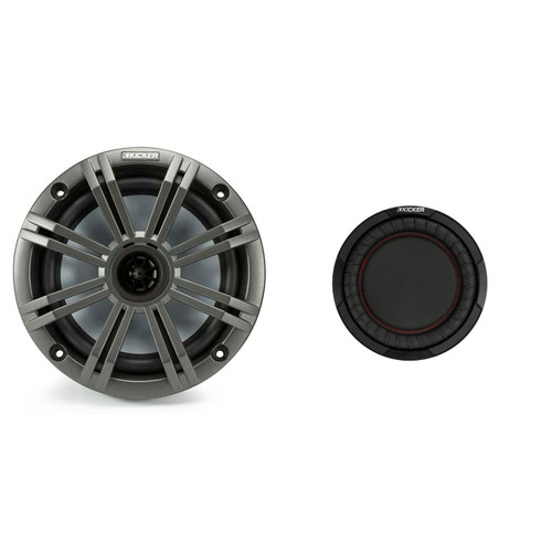 Kicker Single 6.5in Speaker 8in Passive Radiator Charcoal Boom Box Kit