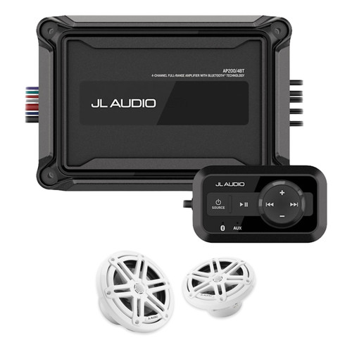 JL Audio AP200/4BT Bluetooth Marine Amp & M3-650X-S-Gw 6.5" White Sport Speaker Bundle – DIY Boat Audio Upgrade