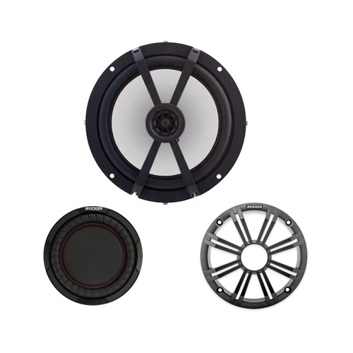 Kicker Single 6.5in LED Speaker 8in Passive Radiator Charcoal Boom Box Kit