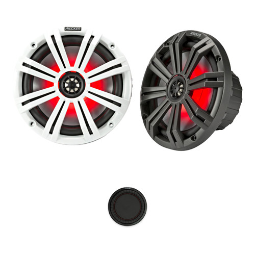 Kicker KM84L 8in LED Marine Speakers w/ 10in Passive Radiator Kit