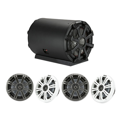 Kicker KM654 6.5in Marine Speakers 4 Pack w/ TB10 Subwoofer