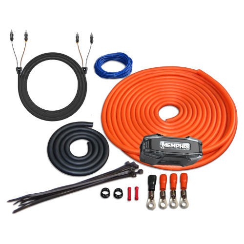 Memphis Audio 4GKIT 4-Gauge Amp Install Kit With ANL Fuse Holder With One 200A Fuse, And A Pair Of ETP-17 17-Foot RCAs - Used, Acceptable