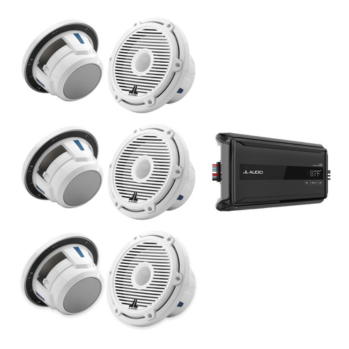 JL Audio M6 7.7" White Classic Marine Audio System – 6 Speakers with AP600/6 Amplifier for DIY Pontoon, Center Console & Bowrider Upgrades