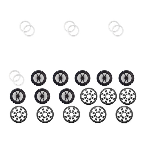 Kicker 8" Charcoal OEM Marine LED Speakers 8 Pack with KLSR8 LED Rings
