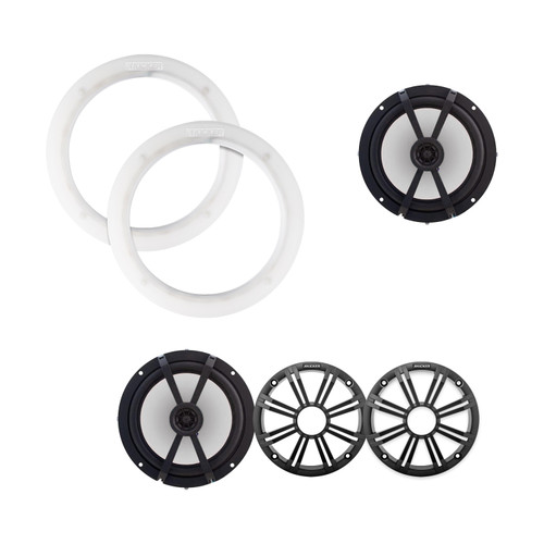 Kicker 8" Charcoal OEM Marine LED Speakers with KLSR8 Rings