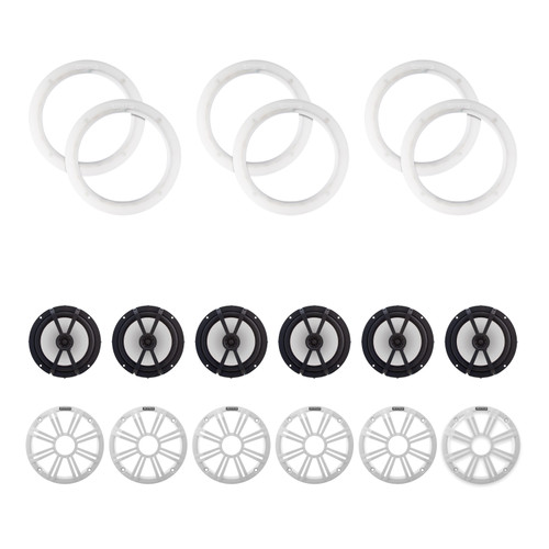 Kicker 8" White OEM Marine LED Speakers 6 Pack with KLSR8 LED Rings