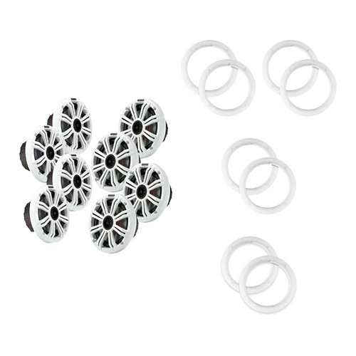 Kicker OEM 6.5" White Marine Speakers 8 Pack with LED Rings for Boats