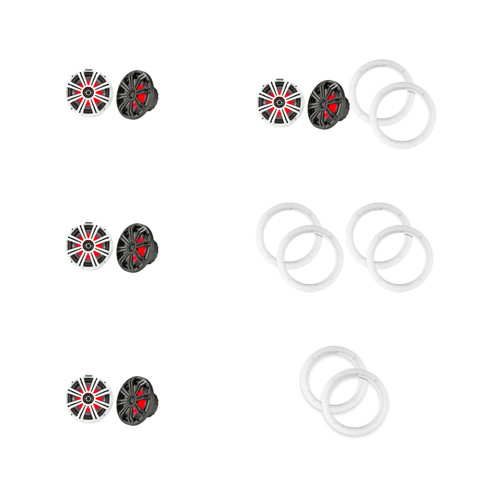Kicker 45KM84L 8" Marine Speakers 8 Pack with KLSR8 LED Rings