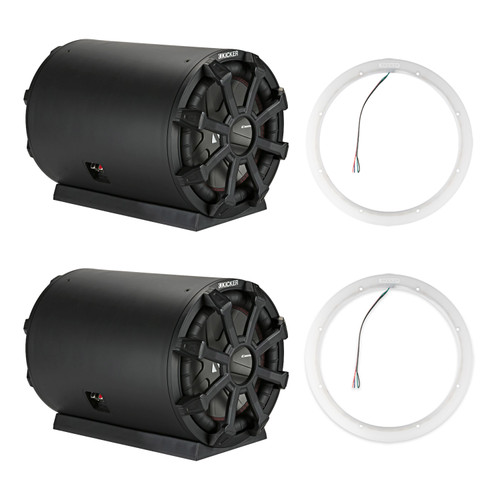 Kicker 46CWTB104 2 Pack 10" Subwoofers with LED Rings for UTV Pontoon