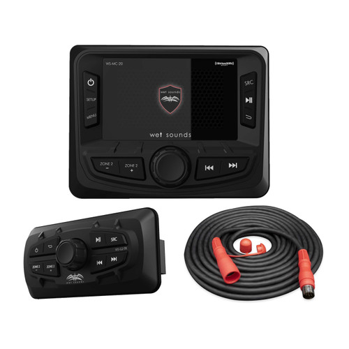 Wet Sounds MC-20 Marine Stereo w/ Transom Remote & 23ft Cable