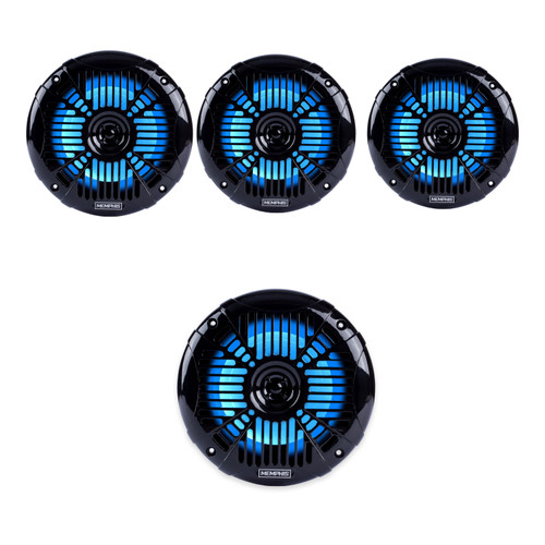 Memphis Audio MXA602SLB 6.5"  Marine Coaxial Speakers Black Grill Blue LED - 2 Pair (4 Units) - OEM Bulk Pack