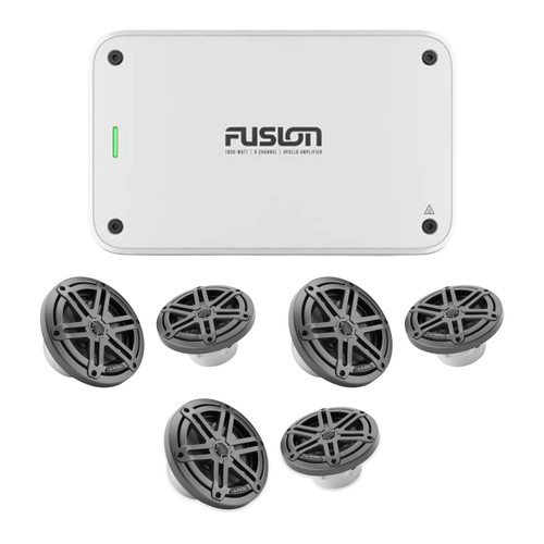 JL Audio M3 Gunmetal Sport 6-Speaker Marine Audio System with Fusion Apollo MS-AP61800 Amplifier