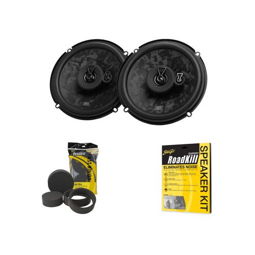 JBL STAGE368MF 6.5” 3-Way Speaker No Grille with Stinger RKFR6 Roadkill Fast Rings 6" & 6.5" and RKXSK 2pcs. 10" x 12" Sheets Roadkill Expert Speaker Kit