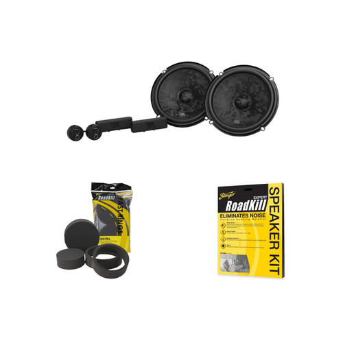 JBL STAGE368CF 6.5” 2-Way Component Speaker -  No Grille with Stinger RKFR6 Roadkill Fast Rings 6" & 6.5" and RKXSK 2pcs. 10" x 12" Sheets Roadkill Expert Speaker Kit