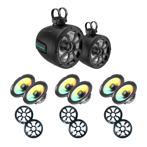 Diamond Audio HXM65F4 & POD10F4B (6) 6.5" Marine Speakers and (2) 10" Towers