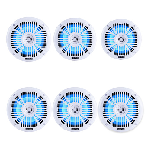 Memphis Audio MXA602SLW 6.5"  Marine Coaxial Speakers White Grill Blue LED - 3 Pair (6 Units) - OEM Bulk Pack