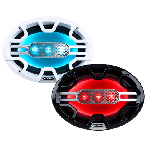 Memphis MM694 Marine 6X9" A.T.A.C. Speakers With B/W Grilles & RGB LED Lighting