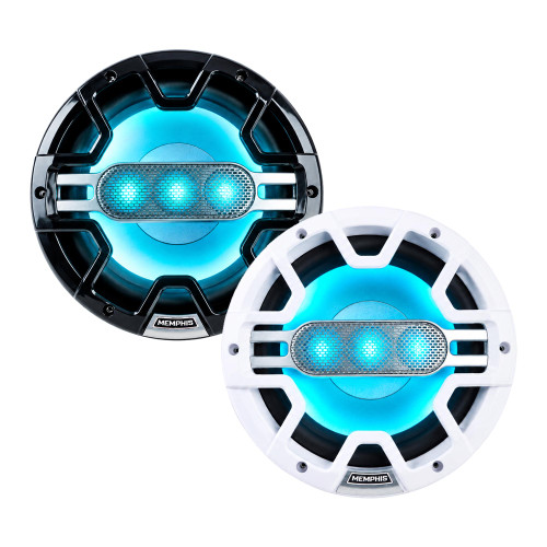 Memphis MM804 8" Marine A.T.A.C. Speakers With B/W Grilles and RGB LED Lighting