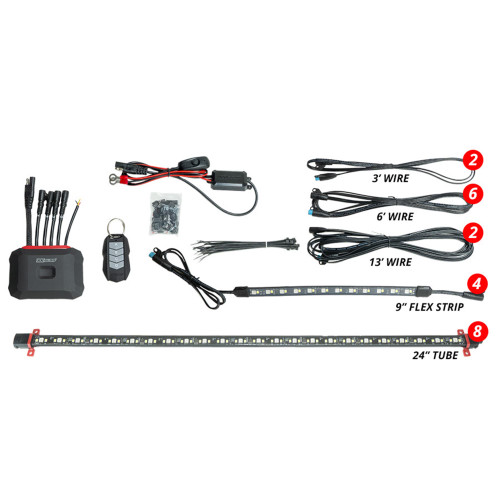 XKGLOW MX-CAR-ADV XKmax RGBW 12pc Addressable App Control Car Underglow + Interior Kit