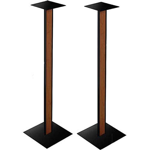 Bell'O SP211 - 30" Speaker Stands - Black with Cherry Wood Inlay - Pair