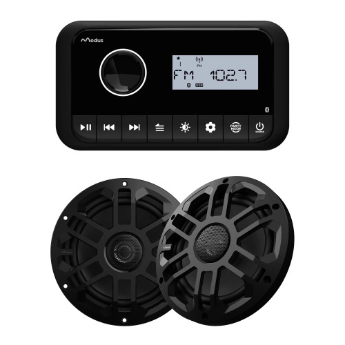 Modus MX12 Receiver with GX-65B Marine Speakers Bluetooth Boat Bundle