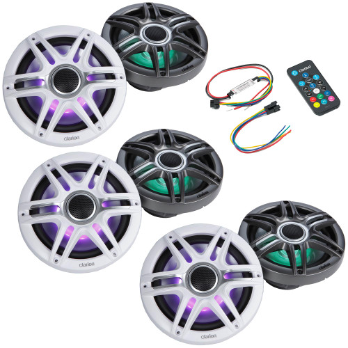 Clarion (3) Pairs CMSP-771RGB-SWG 7.7-inch Speakers, Sport Grilles with RGB LED Lighting & Remote