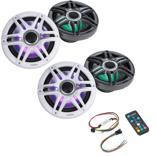 Clarion (2) Pairs CMSP-771RGB-SWG 7.7-inch Speakers, Sport Grilles with RGB LED Lighting & Remote