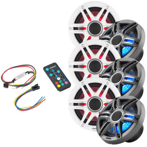Clarion (3) Pairs CMSP-651RGB-SWG 6.5-inch Speakers, Sport Grilles with RGB LED Lighting & Remote