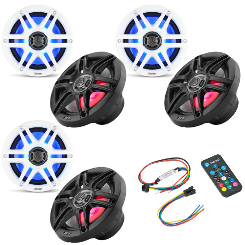 Clarion (3) Pairs CMS-651RGB-SWB 6.5-inch Speakers, Sport Grilles with RGB LED Lighting & Remote