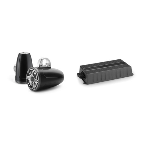 JL Audio M6 7.7" Wake Tower Speaker and Amp Bundle ( Sport Grill Titanium & MX500/4)