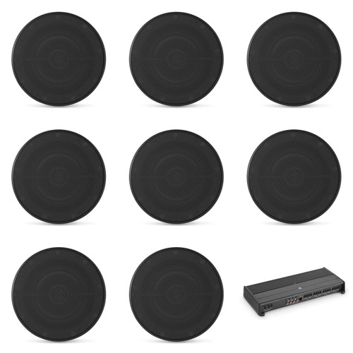 JL Audio Yacht Luxury Cabin Cruiser Marine amp and (8) black coaxial bundle 6.5" M6 Black Luxe