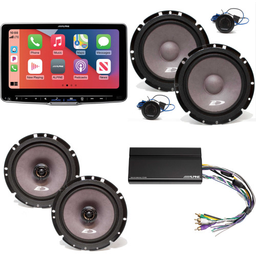 Alpine ILX-F509 Halo9 9" Multimedia Touchscreen Receiver w/ A Pair Alpine SXE-1751S 6.5" Component, SXE-1726S 6.5" Coax & Power Pack