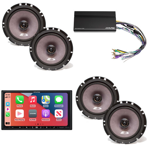 Alpine iLX-407 7-Inch Multimedia Receiver Apple Carplay and Android Auto w/ 2 Pairs Alpine SXE-1726S 6.5" Coax & Power Pack