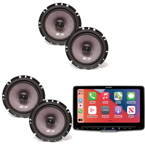 Alpine ILX-F509 9" Touchscreen Receiver w/ 2 Pairs Alpine SXE-1726S 6.5" Coax