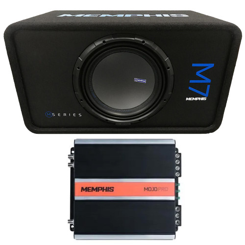 Memphis Audio M7E12S1 Single 12" M7 Loaded Subwoofer Enclosure with Memphis 750 W Mono Amplifier