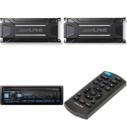 Alpine UTE-73BT, RUE-4360 Remote with KTA-30FW 4-Channel & KTA-30MW Mono Weather Resistant Tough Power Pack Amplifier Bundle - Used, Open Box
