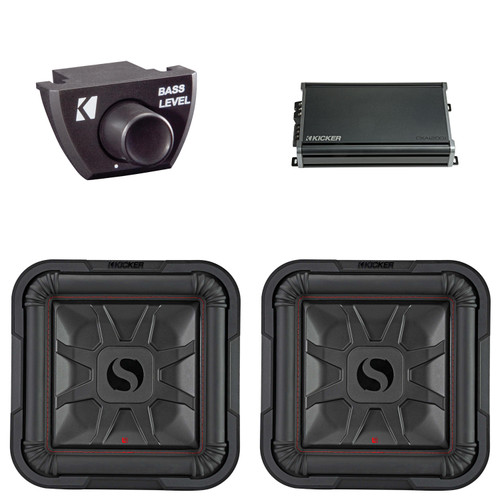 Kicker (2) 46L7T124 12" L7-Thin Subwoofers with CXA1200.1 Amp & Bass Knob Bundle