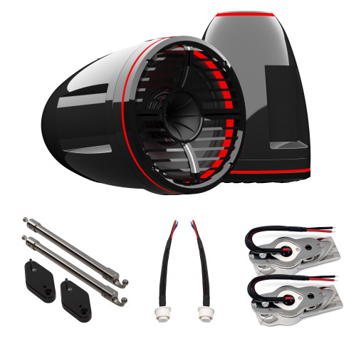 Wet Sounds REV 12 HD 12" Tower Speakers with XW Grills 400 Watts RMS, Black, Pair with Wet Sounds Nautique Drop Down Bracket for the Z5 Rack w/12 Inch Strut Tube