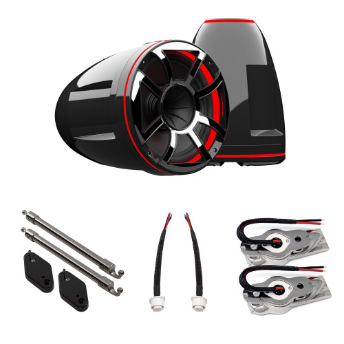 Wet Sounds REV 12 HD 12" Tower Speakers with XS Grills 400 Watts RMS, Black, Pair with Wet Sounds Nautique Drop Down Bracket for the Z5 Rack w/12 Inch Strut Tube