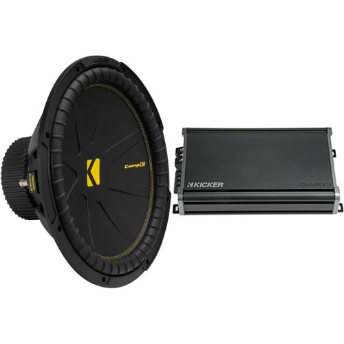 Kicker 50CWCS154 CompC 15" Subwoofer, Single 4-Ohm with CXA12001 Amp Bundle