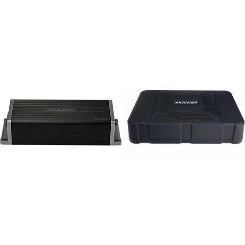 Kicker 47KEY2004 4-Channel DSP Smart Amplifier, 4x50W w/ Kicker Hideaway Powered Enclosure HS8 Bundle
