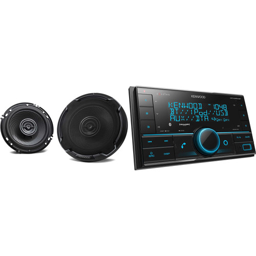 Kenwood DPX395MBT Bluetooth AUX and USB Double DIN CD receiver with 1 Pair of Kenwood KFC-1696PS 6-1/2" 2-Way Speaker System