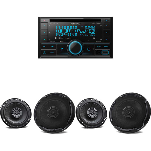 Kenwood eXcelon DPX795BH Bluetooth USB Double DIN CD receiver with 2 Pairs of Kenwood KFC-1696PS 6-1/2" 2-Way Speaker System