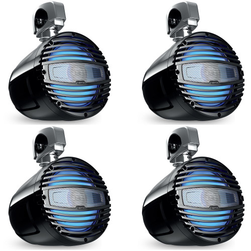 Hertz 2 Pair of HTX-8-M-CL-C Marine 8" Black Coaxial Tower Speakers with Clamp