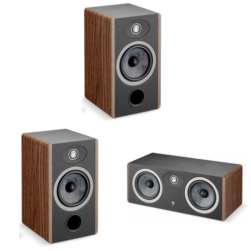 Focal Vestia N1 Bookshelves (Dark Wood) Pair And Focal Vestia Center Channel