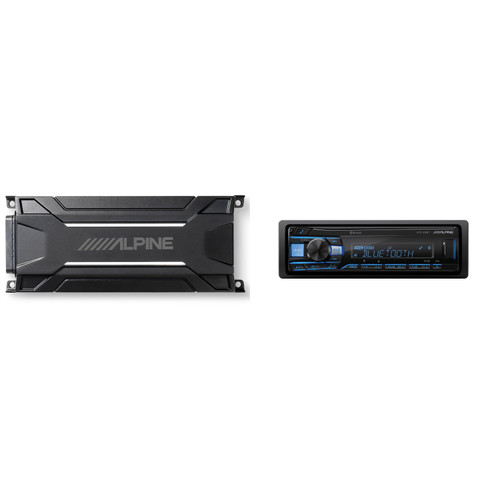Alpine UTE-63BT Receiver & KTA-30MW Mono Weather Resistant Tough Power Pack Amplifier Bundle