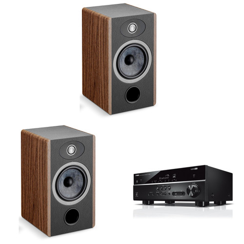 Focal Vestia No1 Dark Wood Bookshelf Speakers, PAir & RX-V385 5.1 Channel AV Receiver Bundle