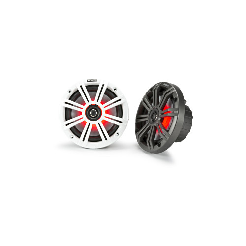 Kicker KM65 6.5-Inch (165mm) Marine Coaxial Speakers with 3/4-Inch Tweeters, LED, 4-Ohm, Charcoal and White Grilles
