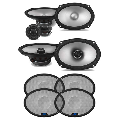 Alpine S2 S-Series 6x9" Component & Coaxial Bundle w/ (2) KTE-S69G 6x9" S-Series Speaker Grill