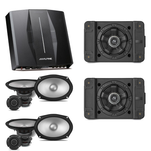 Alpine PXE-C80-88 OPTIM8 8-Channel Hi-Res DSP Amplifier w/ (2) SS-SB10 Subwoofer, (2) S2-S69C Component Bundle